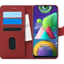 Microsonic Samsung Galaxy M21 Kılıf Fabric Book Wallet Kırmızı