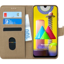 Microsonic Samsung Galaxy M31 Kılıf Fabric Book Wallet Gold