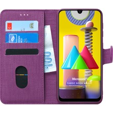 Microsonic Samsung Galaxy M31 Kılıf Fabric Book Wallet Mor