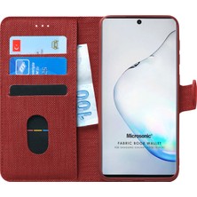 Microsonic Samsung Galaxy Note 10 Plus Kılıf Fabric Book Wallet Kırmızı