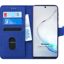 Microsonic Samsung Galaxy Note 10 Plus Kılıf Fabric Book Wallet Lacivert