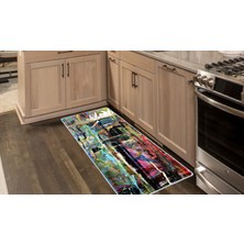 Colorix Kaymaz Deri Taban Tezgah Önü Mutfak Paspası 75 x 150 cm No: 133