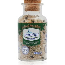 Pure Life Himalaya Tuzu Baharatlı - SET - Granül Çeşni Kristal Kaya Tuzu Mantar Tıpalı Cam 300g + Seramik Değirmenli 105g