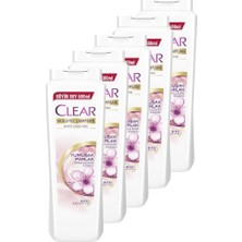 Clear Kadınlara Özel Yumuşak Parlak Kiraz Çiçeği Şampuan 600 ml 5'li Set