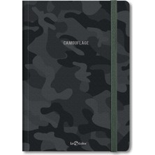 Le Color Camouflag Sert Kapak Lastikli Çizgili Defter 80 gr 17 x 24 cm