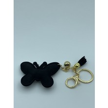 Still Aksesuar Anahtarlık Parlak Siyah Taşlı Kelebek Figürlü 10 × 5 cm