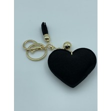 Still Aksesuar Anahtarlık Parlak Siyah Taşlı Kalp Figürlü 10 × 5 cm