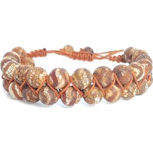 Taş Rüyası Tibet Akiki Çift Sıra Örme Bileklik