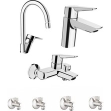 Artema Solid S Lavabo, Eviye ve Banyo Batarya Set ve 4 Ara Musluk