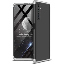 CoverZone Realme 6 Kılıf 3 Parça 360 Soft Hard Koruma Ays Siyah - Gri