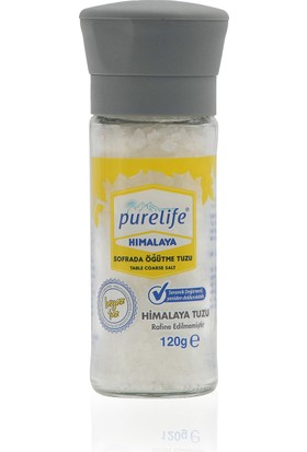 Purelife Himalaya Tuzu - Granül Kristal Kaya Tuzu Beyaz - Cam Şişe Seramik Değirmenli 120g
