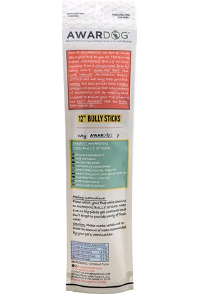 Awardog Doğal Premium Bully Sticks Köpek Ödül Ürünü 12 İnc İnce