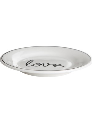 Porland Lfh Hope Düz Tabak 17 Cm Beyaz Renkli Love Desenli Porselen Şık Tasarım