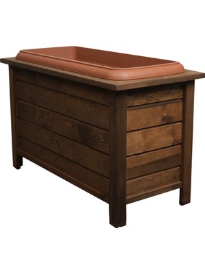 2mm Ahşap Diktörgen Ceviz Rengi Saksı 38 lt  79 x 38 cm Y:48 cm