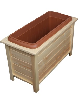 2mm Ahşap Diktörgen Doğal Renk Saksı 38 lt  79 x 38 cm Y:48 cm