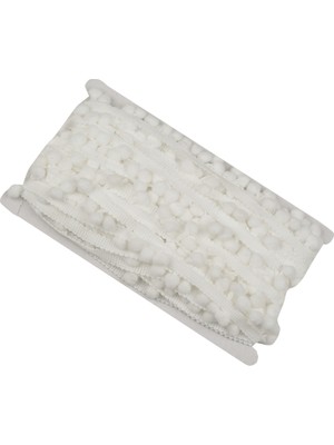 Kumaş Fırsatı Sıralı Ponpon Beyaz