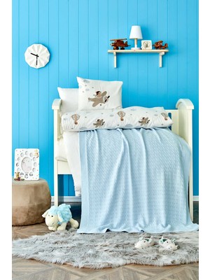 Karaca Home Aero Bear Mavi Nakışlı Private Bebek Seti