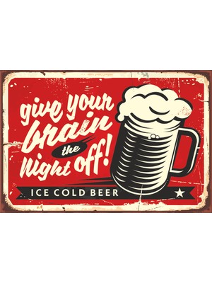 Hayat Poster Buzlu Soğuk Bira Retro Vintage Ahşap Poster