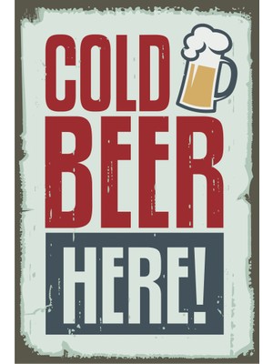 Hayat Poster Soğuk Bira Burada Retro Vintage Ahşap Poster