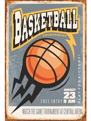 Hayat Poster Basketbol Retro Vintage Ahşap Poster