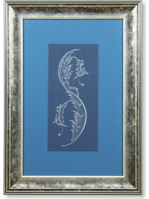 e38 EL İŞÇİLİĞİ YAPRAK MOTİFLİ TEZHİP TABLO 54*38 cm - 5113