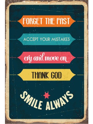 Hayat Poster Smile Gülümse Retro Vintage Ahşap Poster