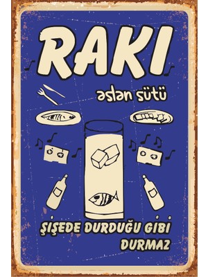 Hayat Poster Rakı Aslan Sütü Retro Vintage Ahşap Poster