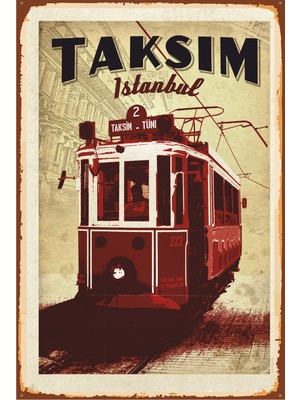 Hayat Poster Istanbul Taksim Retro Vintage Ahşap Poster