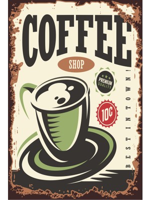 Hayat Poster Taze Kahve Burada Retro Vintage Ahşap Poster