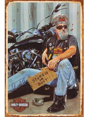 Hayat Poster Motor Harley Davidson Retro Vintage Ahşap Poster