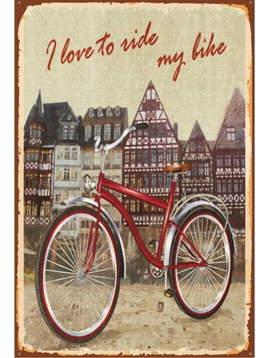 Hayat Poster Amsterdam ve Bisiklet Retro Vintage Ahşap Poster