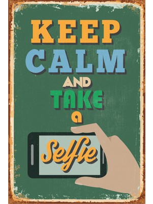 Hayat Poster Keep Calm Selfie Retro Vintage Ahşap Poster