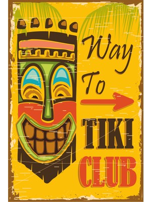 Hayat Poster Tiki Club Retro Vintage Ahşap Poster