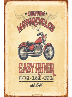 Hayat Poster Klasik Motor Retro Vintage Ahşap Poster