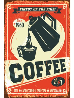 Hayat Poster Coffee Retro Vintage Ahşap Poster