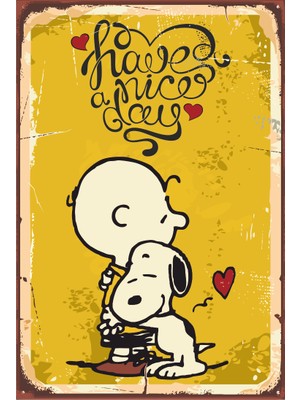 Hayat Poster Snoopy Retro Vintage Ahşap Poster