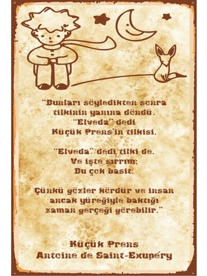 Hayat Poster Küçük Prens Retro Vintage Ahşap Poster