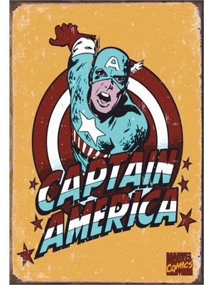 Hayat Poster Captain America Retro Vintage Ahşap Poster