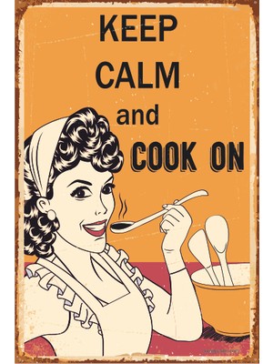 Hayat Poster Sakin Ol ve Yemek Yap Retro Vintage Ahşap Poster