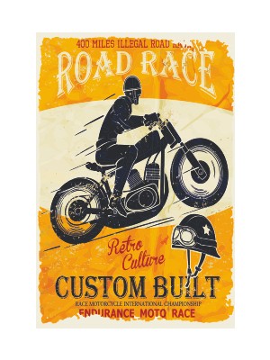 Hayat Poster Motor Road Race Retro Vintage Ahşap Poster