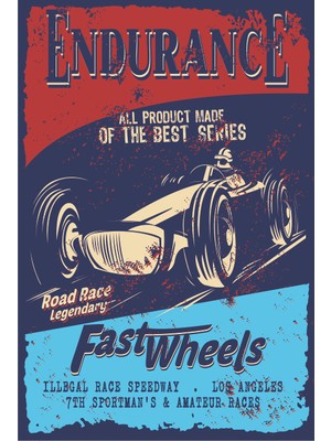 Hayat Poster Endurance Araba Yarışı Retro Vintage Ahşap Poster
