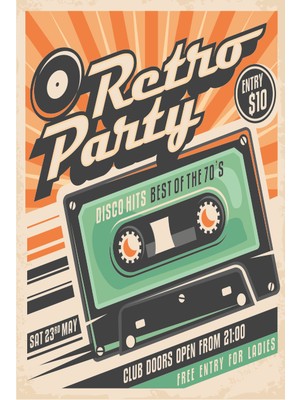 Hayat Poster Retro Parti Kaset Retro Vintage Ahşap Poster