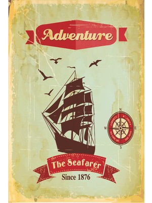 Hayat Poster Yelkenli Tekne Retro Vintage Ahşap Poster
