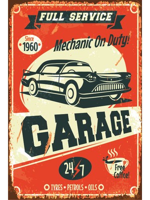 Hayat Poster Klasik Araba Garaj Retro Vintage Ahşap Poster