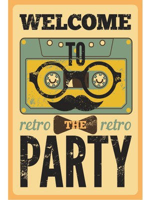 Hayat Poster Retro Partiye Hoşgeldin Retro Vintage Ahşap Poster