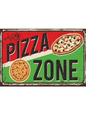 Hayat Poster Pizza Retro Vintage Ahşap Poster