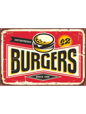 Hayat Poster Hamburger Retro Vintage Ahşap Poster