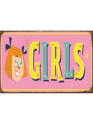 Hayat Poster Kız Çocuk Odası Kapı Panosu Retro Vintage Ahşap Posetr