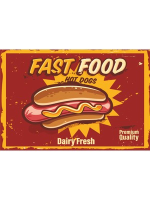 Hayat Poster Fast Food Retro Vintage Ahşap Poster