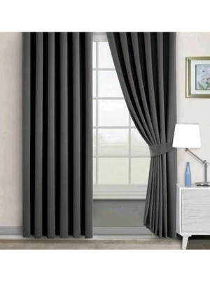 Evdepo Home Hazır Karartma Blackout Pilesiz Fon Perde Koyu Gri 80 x 250 cm